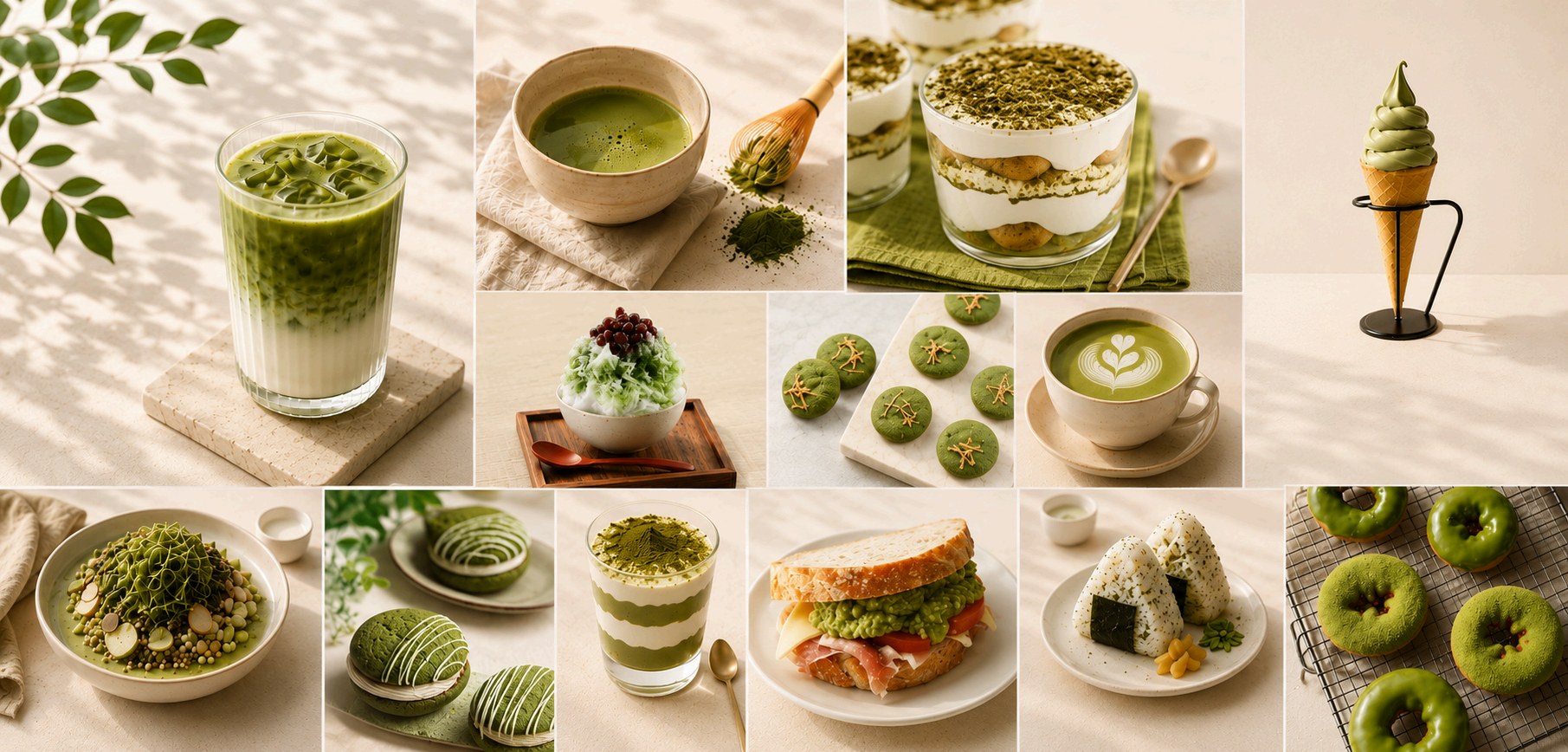 Matcha lattes, desserts, bakery and snacks made with CHA IS TEA matcha